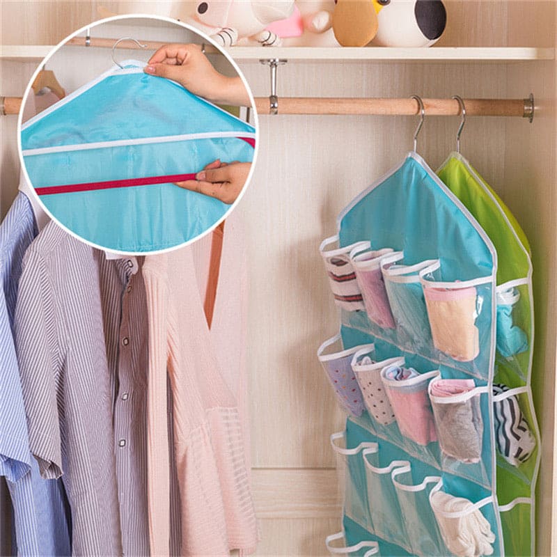 16 Pockets Multifunctional Socks Organizer, Foldable Wardrobe Hanging Bag, Storage Bags For Stocking Accessories 16 Pockets Multifunctional Socks Organizer, Foldable Wardrobe Hanging Bag, Storage Bags For Stocking Accessories